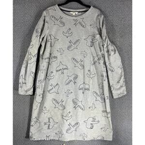 Boden Dress Gray French Terry Long Sleeve Relaxed Fit Dove Bird Dove Women 12L